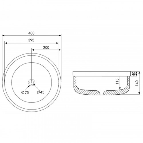 Раковина-чаша Abber Bequem 40 AC2103MG Серая матовая фаянс накладная