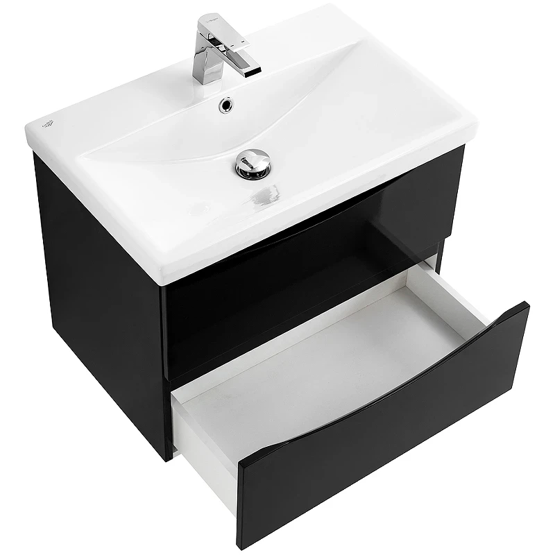 Тумба под раковину BelBagno Marino-Cer 70 MARINO-CER-700-2C-SO-NL-P подвесная Nero Lucido МДФ / ЛДСП