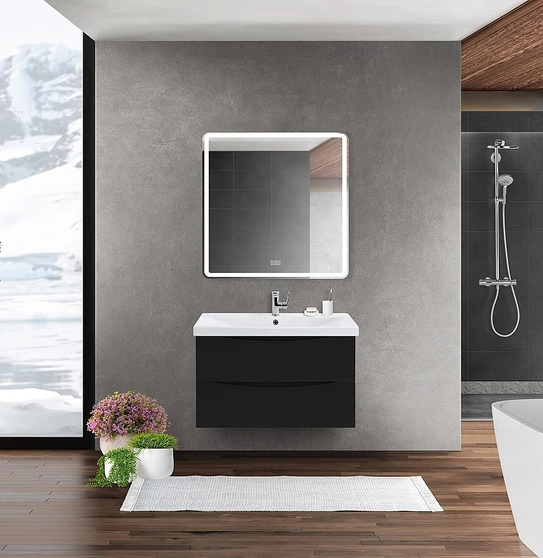 Тумба под раковину BelBagno Marino-Cer 70 MARINO-CER-700-2C-SO-NL-P подвесная Nero Lucido МДФ / ЛДСП