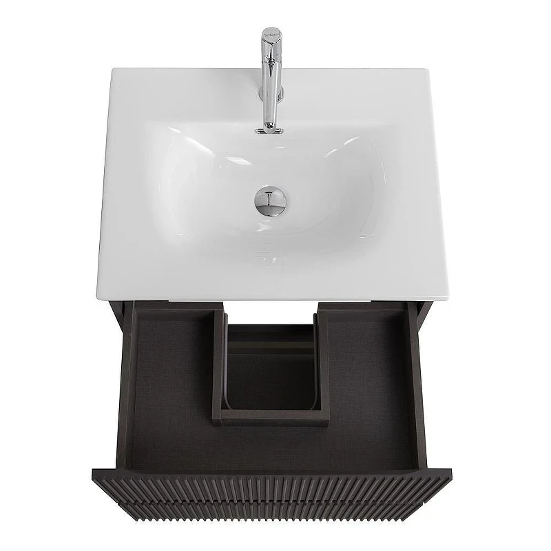 Тумба с раковиной BelBagno Uno 60 UNO-600-2C-SO-GSO+Eco 60 CZR-8073-60 подвесная цвет Темно-серый матовый