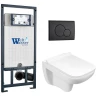 Комплект унитаза с инсталляцией WeltWasser MARBERG 507 + KEHLBACH 004 GL-WT + MAR 507 RD MT-BL 10000010734 цвет Белый глянцевый с сиденьем Микролифт и клавишей смыва цвет Черный матовый