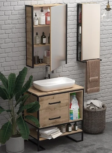 Шкаф пенал 1MarKa Grunge Loft 35П Ц0000007985 подвесной Дуб Вотан