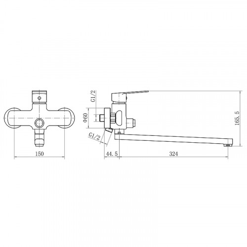 Смеситель для ванны Plstart PD22022 универсальный цвет Хром