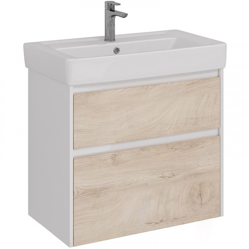 Тумба под раковину Lemark Combi 80 LM03C80T-dub подвесная Дуб кантри Белый глянец МДФ / ЛДСП