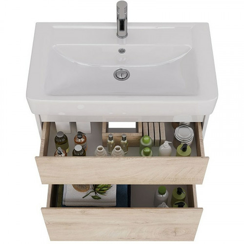 Тумба под раковину Lemark Combi 80 LM03C80T-dub подвесная Дуб кантри Белый глянец МДФ / ЛДСП