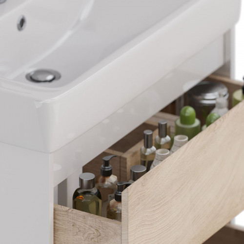 Тумба под раковину Lemark Combi 80 LM03C80T-dub подвесная Дуб кантри Белый глянец МДФ / ЛДСП