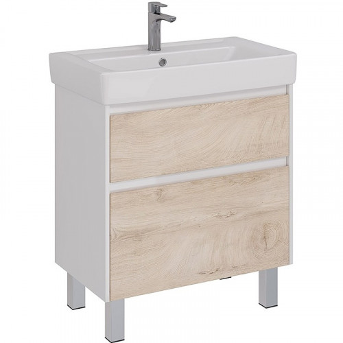 Тумба под раковину Lemark Combi 80 LM03C80T-dub подвесная Дуб кантри Белый глянец МДФ / ЛДСП