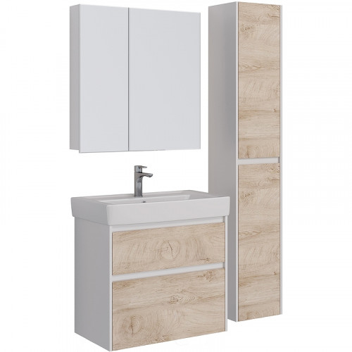 Тумба под раковину Lemark Combi 80 LM03C80T-dub подвесная Дуб кантри Белый глянец МДФ / ЛДСП