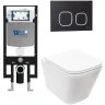 Комплект унитаза с инсталляцией WeltWasser AMBERG 497 + GELBACH 043 MT-WT + AMBERG RD-BL 10000011891 цвет Белый матовый с сиденьем Микролифт и клавишей смыва цвет Черный