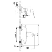 Смеситель для душа Lemark Plus Advance LM1203C Хром латунь на стену