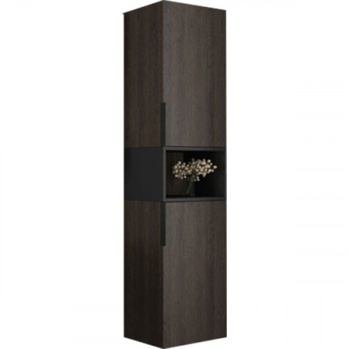 Шкаф пенал Comforty Франкфурт 40 00004150535 подвесной Дуб шоколадно-коричневый Черный матовый МДФ / ЛДСП