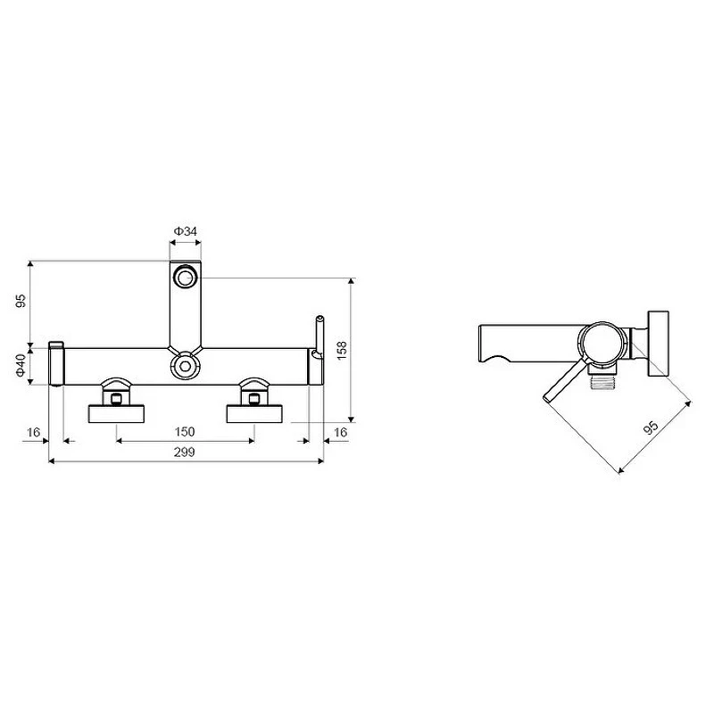 Смеситель для ванны Excellent Pi Arex AREX.1205WH Белый на стену