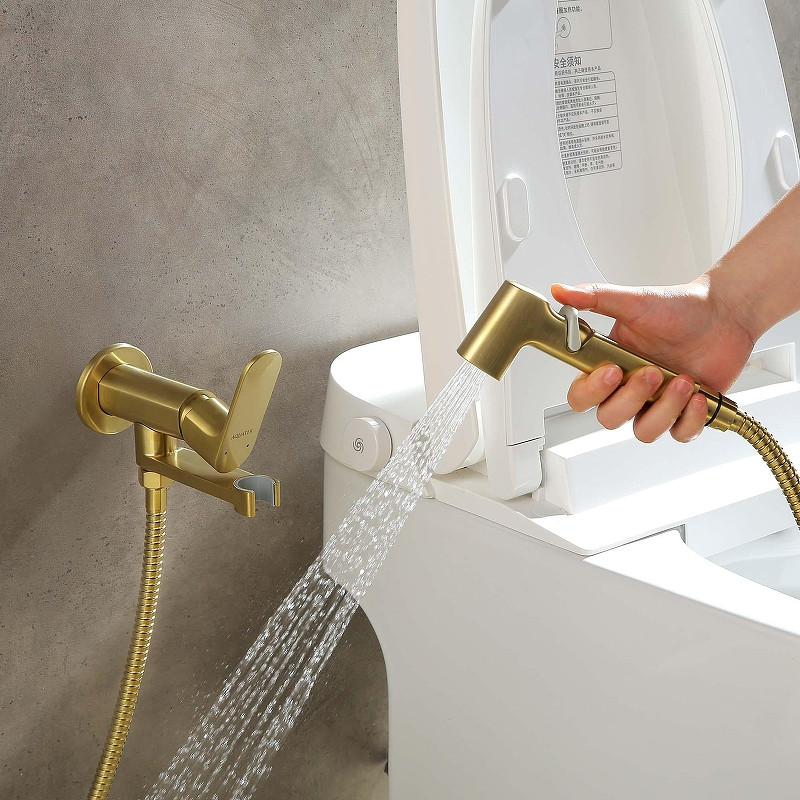 Гигиенический душ со смесителем Aquatek Альфа AQ1919BG цвет Золото шлифованное