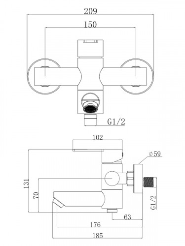 Смеситель для ванны Agger Easy A3121244 цвет Черный матовый