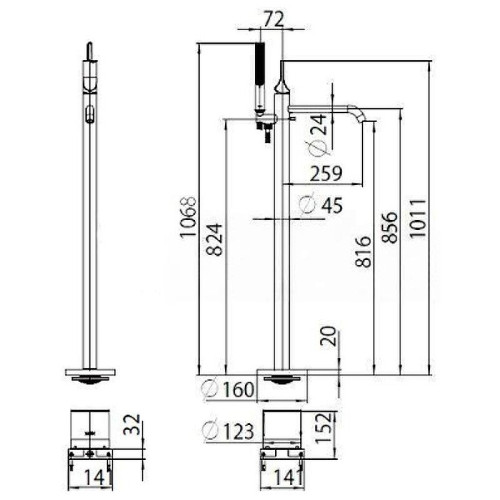 Смеситель для ванны Bossini Apice Z00581.030 Хром