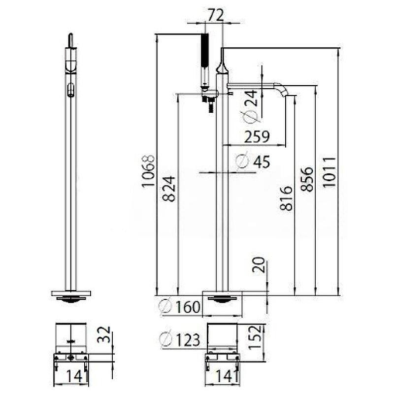 Смеситель для ванны Bossini Apice Z00581.030 Хром