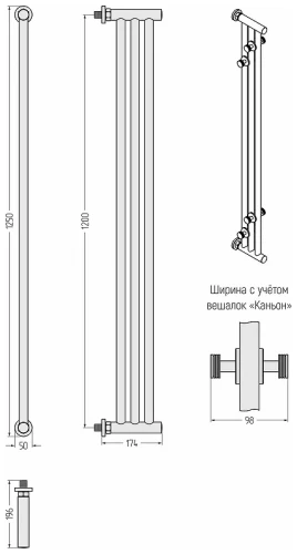 Водяной полотенцесушитель Сунержа Фьорд PRO 120x5 30-0458-1250 цвет Матовый белый