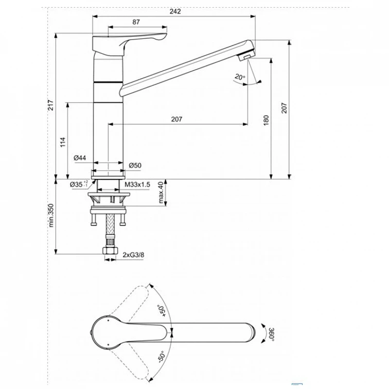 Смеситель для кухни Ideal Standard Alpha BC813Q9 цвет Champagne Pearl / Жемчужное шампанское