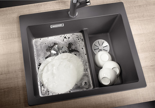 Кухонная мойка Blanco Pleon 6 Split 521690 Темная скала искусственный камень (литьевой мрамор) встраиваемый