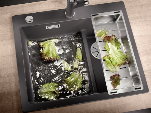 Кухонная мойка Blanco Pleon 6 Split 521690 Темная скала искусственный камень (литьевой мрамор) встраиваемый