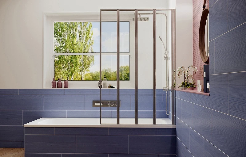 Шторка на ванну Ambassador Bath Screens 100х140 16041111R профиль Хром стекло CrystalPure