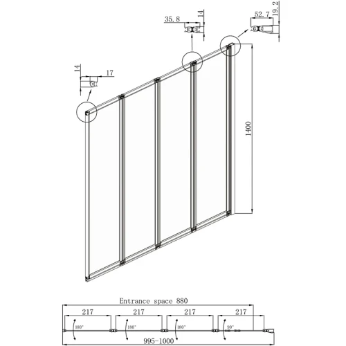 Шторка на ванну Ambassador Bath Screens 100х140 16041111R профиль Хром стекло CrystalPure