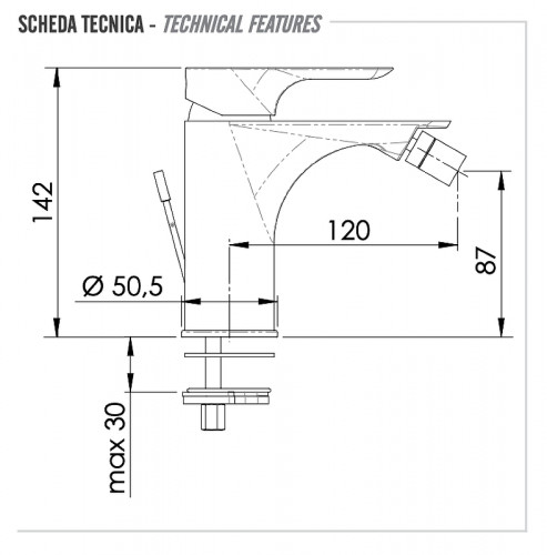 Смеситель для биде Remer Infinity I20CFP цвет Черный брашированный хром