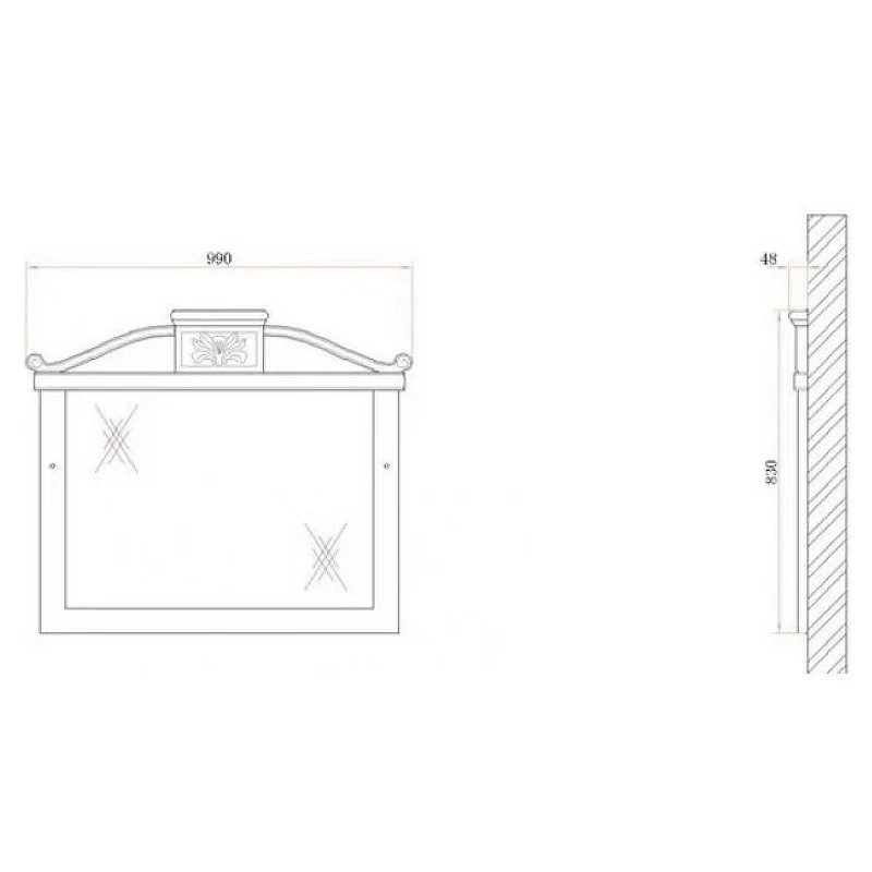 Зеркало BelBagno Primavera 99 BB45S/PBA Bianco Antico массив дерева, стекло