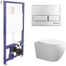 Комплект унитаза Ceruttispa Orlter Aria Tornado CT9955 с инсталляцией Berges Novum L3 040213 с сиденьем Микролифт и клавишей смыва Хром фарфор подвесной