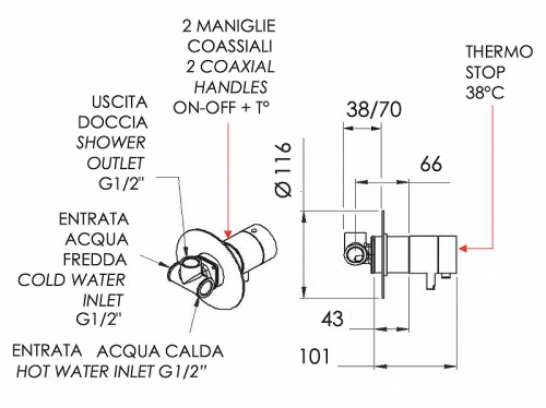 Смеситель для душа Remer Elegance NT30BO с термостатом цвет Белый матовый