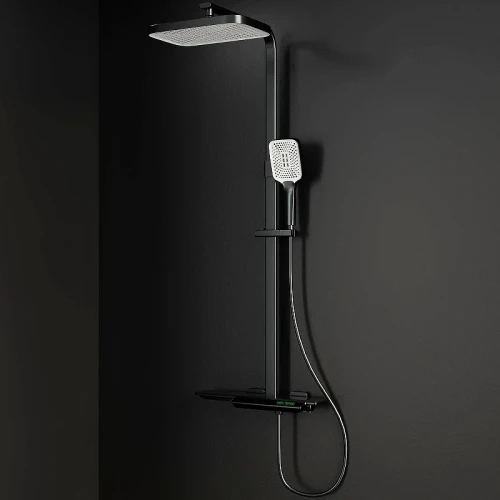 Душевая система RGW Shower Panels SP-34B 51140134-04 с термостатом Черная матовая латунь на стену