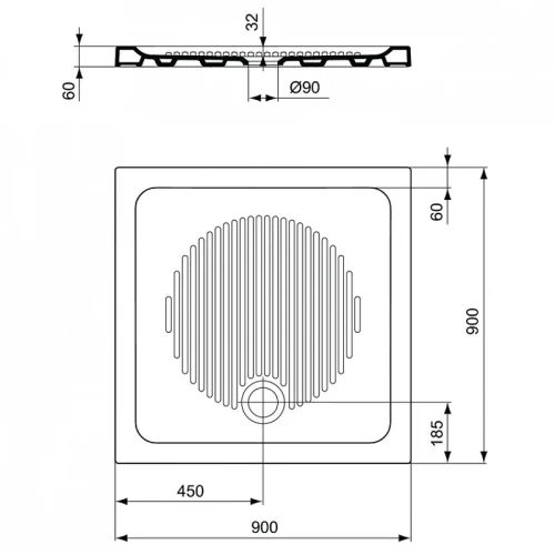 Керамический поддон для душа Ideal Standard Connect 90X90 T266201 цвет Euro White / Евробелый