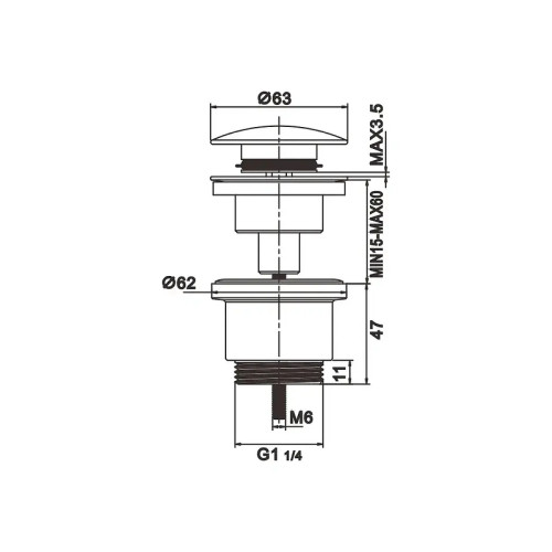 Донный клапан Rose RS31H цвет Черный