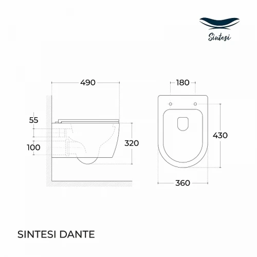 Унитаз Sintesi Dante SIN-TS-DNT-191 подвесной Белый с сиденьем Микролифт