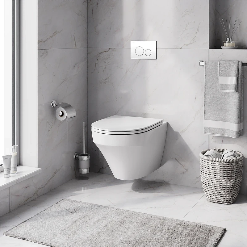 Комплект унитаза с инсталляцией AM.PM Inspire FlashClean IS49001.501700 с сиденьем Микролифт и Белой клавишей смыва фарфор подвесной
