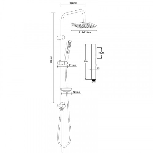 Душевая система Agger Fresh S001cr Хром нержавеющая сталь на стену