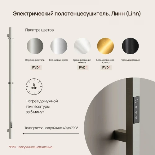 Электрический полотенцесушитель Sancos Linn 150x3 SC13002BN цвет Никель брашированный