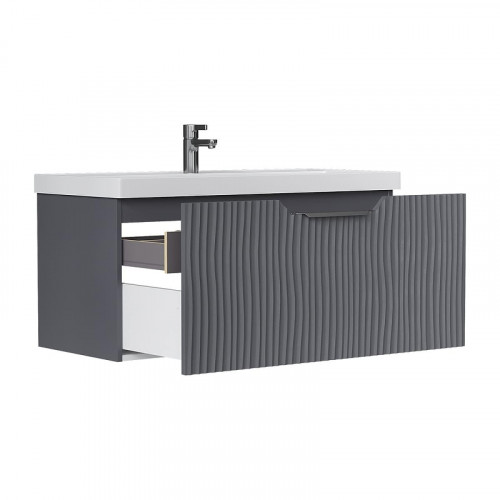 Тумба под раковину Equil Mirage 100 tpMIRAGE100.1Y-07 подвесная цвет Графит софт