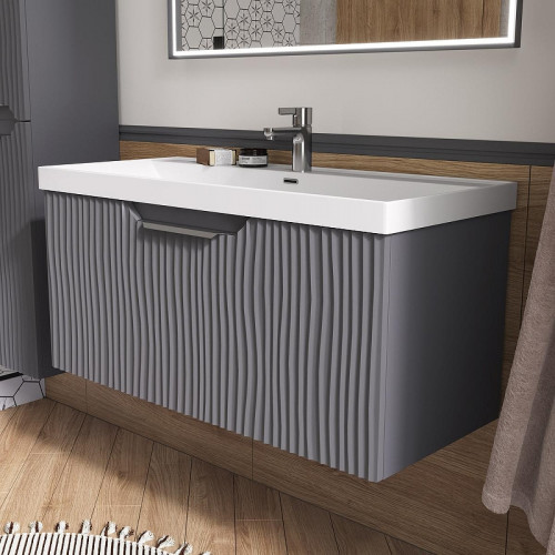 Тумба под раковину Equil Mirage 100 tpMIRAGE100.1Y-07 подвесная цвет Графит софт