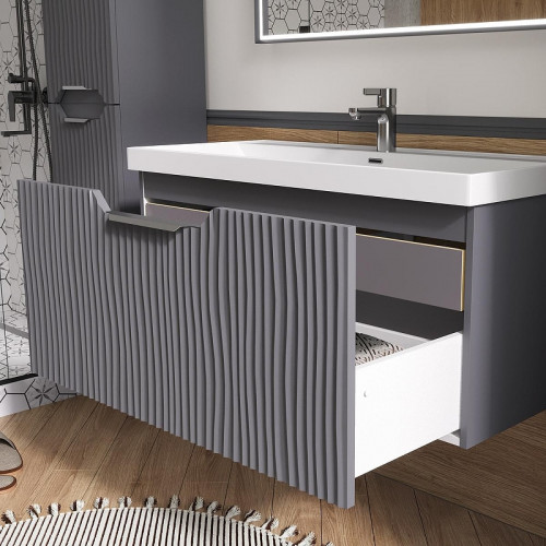 Тумба под раковину Equil Mirage 100 tpMIRAGE100.1Y-07 подвесная цвет Графит софт