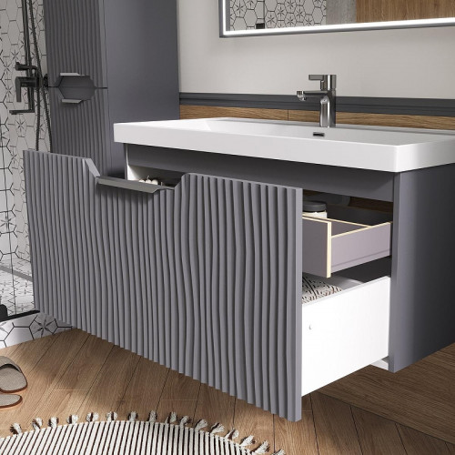 Тумба под раковину Equil Mirage 100 tpMIRAGE100.1Y-07 подвесная цвет Графит софт