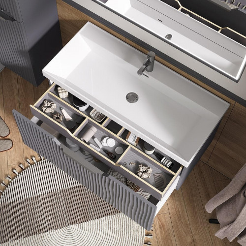 Тумба под раковину Equil Mirage 100 tpMIRAGE100.1Y-07 подвесная цвет Графит софт