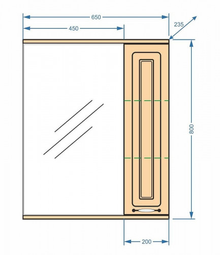 Зеркало со шкафом Stella Polar Кармела 65/С SP-00000181 с подсветкой Карпатская ель