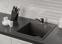 Кухонная мойка Ulgran Quartz Forte 425-09 Асфальт искусственный камень (литьевой мрамор) встраиваемый