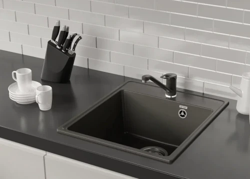 Кухонная мойка Ulgran Quartz Forte 425-09 Асфальт искусственный камень (литьевой мрамор) встраиваемый