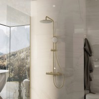 Душевая система Vincea Rondo VSFS-1R0BG Брашированное золото латунь на стену