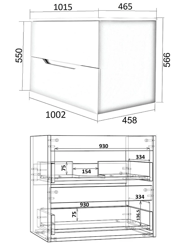 Тумба с раковиной Agger Свит 100 SWE1000ETGR-31000W подвесная цвет Графит матовый