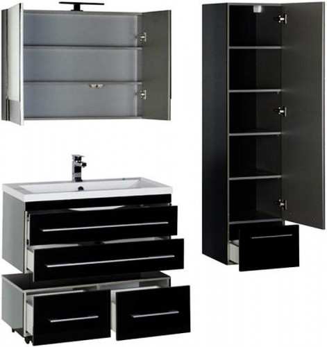 Зеркальный шкаф Aquanet Верона 90 172340 L Черный