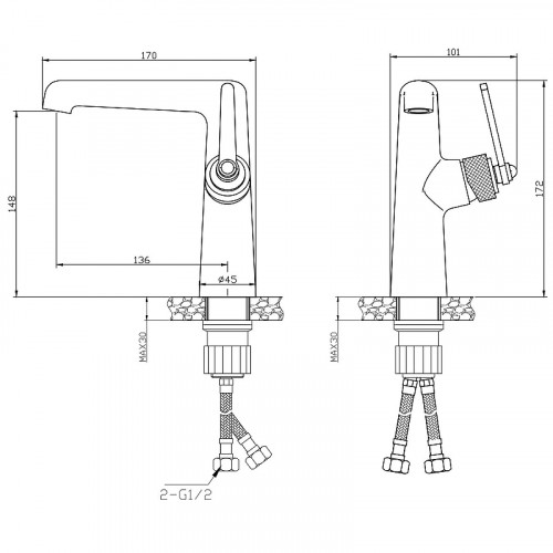Смеситель для раковины ESKO Bangkok Gun metal BG26MGM Оружейная сталь латунь