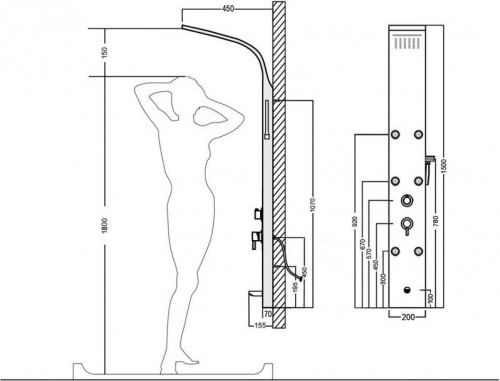 Душевая панель Aquanet Galaxy White AP40-03 237438 Белый матовый алюминий на стену